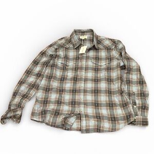 Lucky Brand Men's Plaid Button-Down Shirt in Blue and Brown